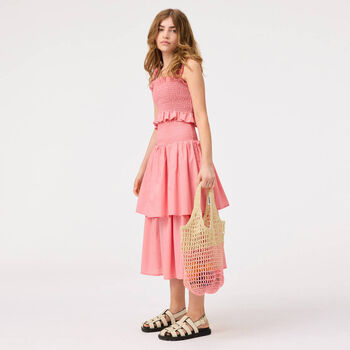 Girls Pink Shirred Top