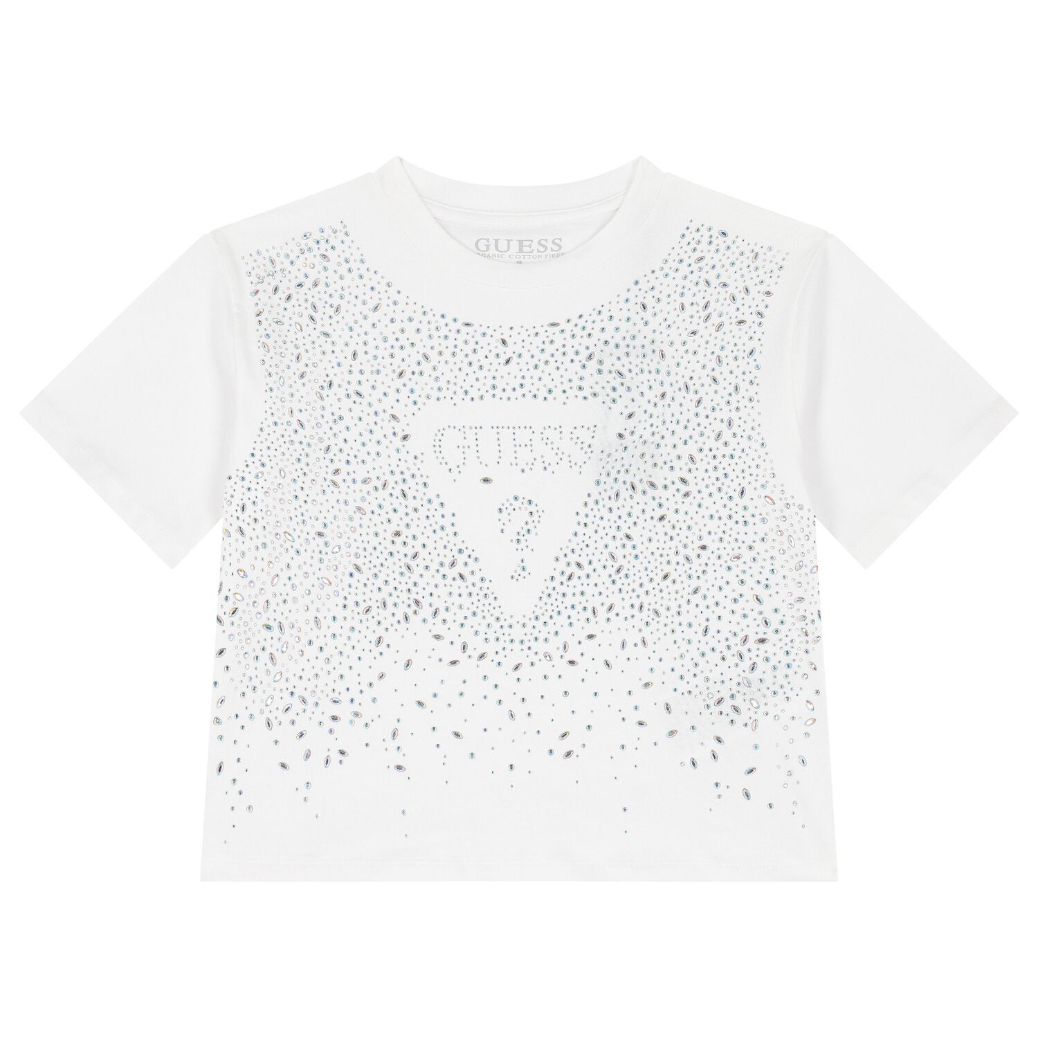 Girls White Logo Diamante T-Shirt, 1, hi-res image number null