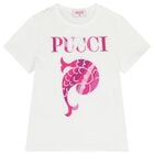 Girls White Embroidered Logo T-Shirt, 1, hi-res