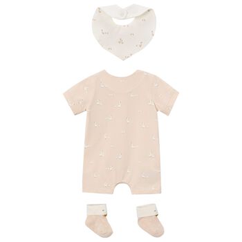 Baby Girls Swan Beige Romper Set