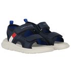 Boys Blue Logo Sandals, 1, hi-res
