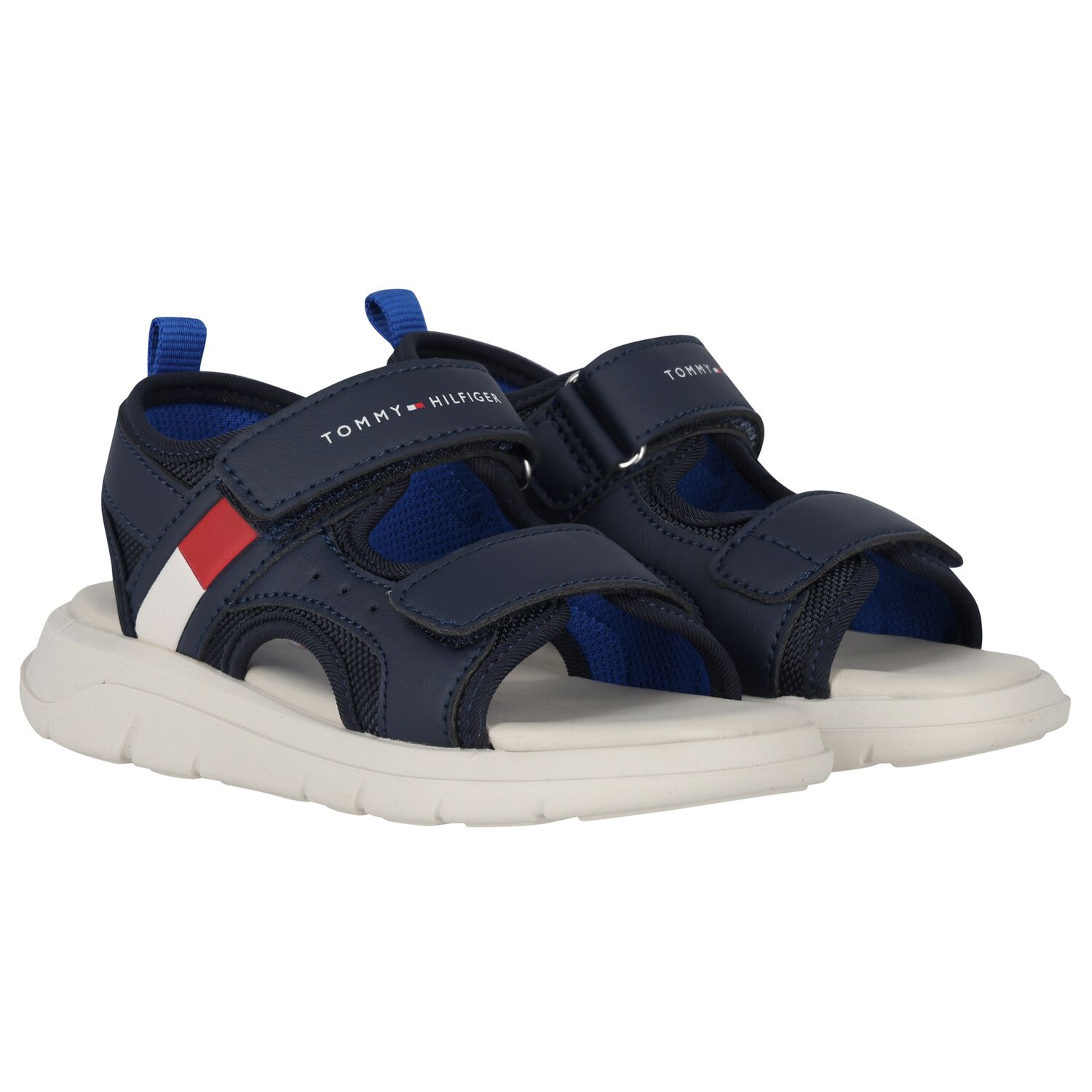 Boys Blue Logo Sandals, 1, hi-res