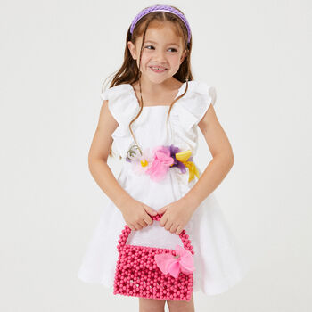 Girls Pink Beaded Handbag