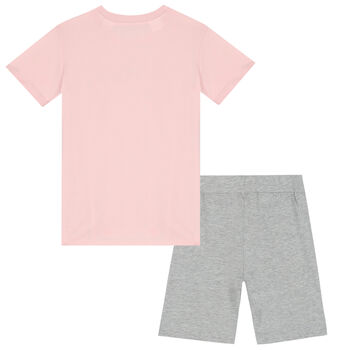 Girls Pink & Grey Logo Pyjamas