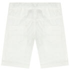 Younger Boys White Logo Chino Shorts, 1, hi-res