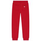 Boys Red Teddy Bear Joggers, 1, hi-res
