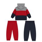 Younger Boys Grey, Red & Navy Blue 3-Piece Tracksuit, 3, hi-res