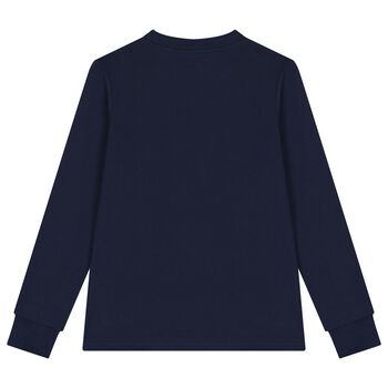 Boys Navy Blue Polo Bear Long Sleeve Top
