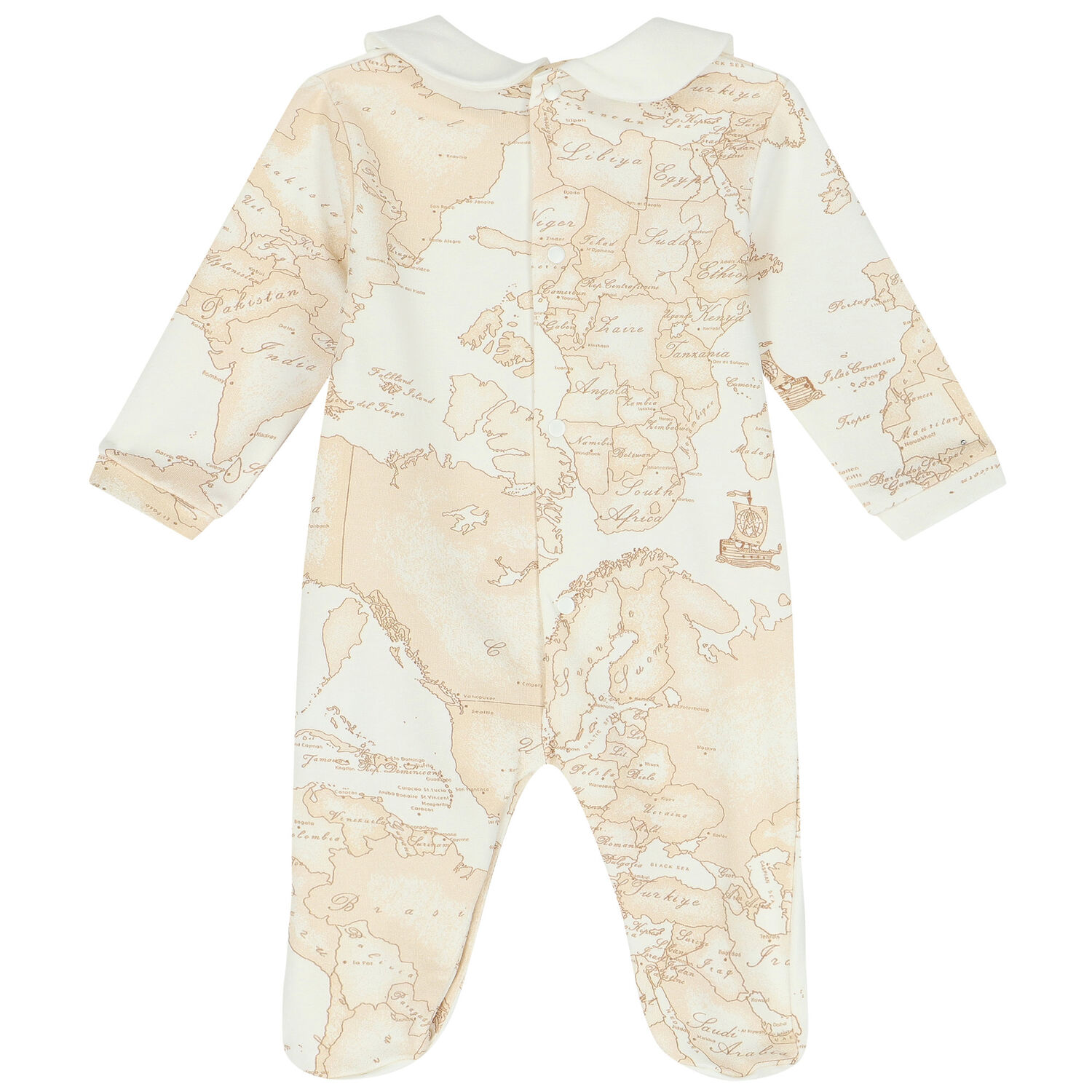 Ivory & Blue Geo Map Babygrow Set, 3, hi-res