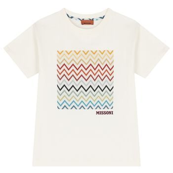 Boys Ivory Zig Zag Logo T-Shirt