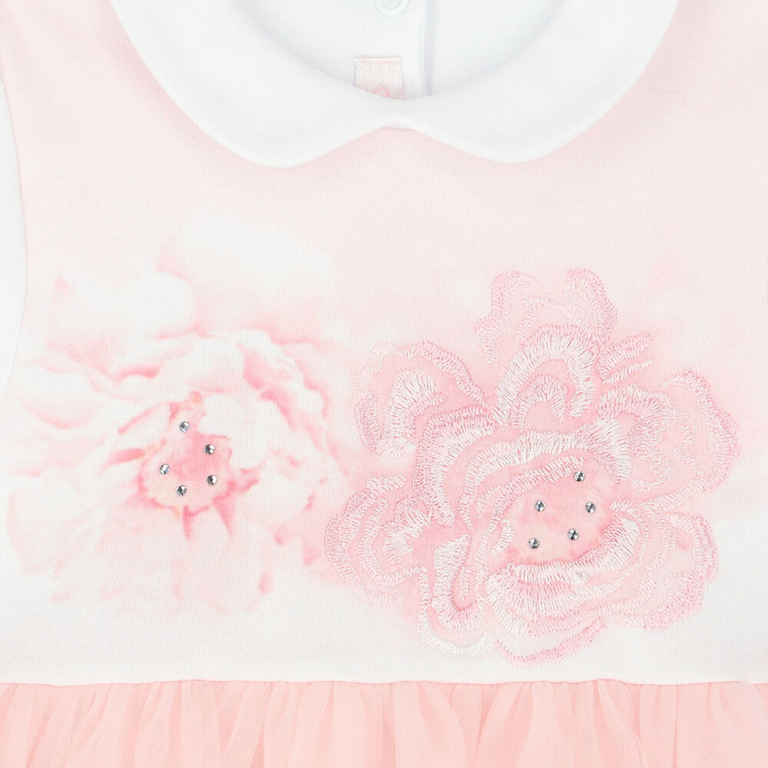 Baby Girls White & Pink Floral Dress, 1, hi-res