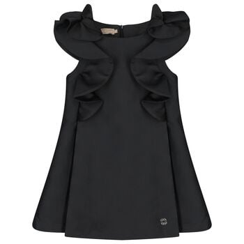 Girls Black Jacquard Dress