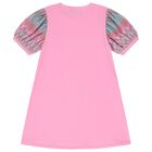 فستان بنات بطبعة حقيبة بالشعار باللون الوردى, 2, hi-res