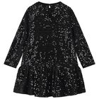 Girls Black Embellished Sequin Dress, 3, hi-res