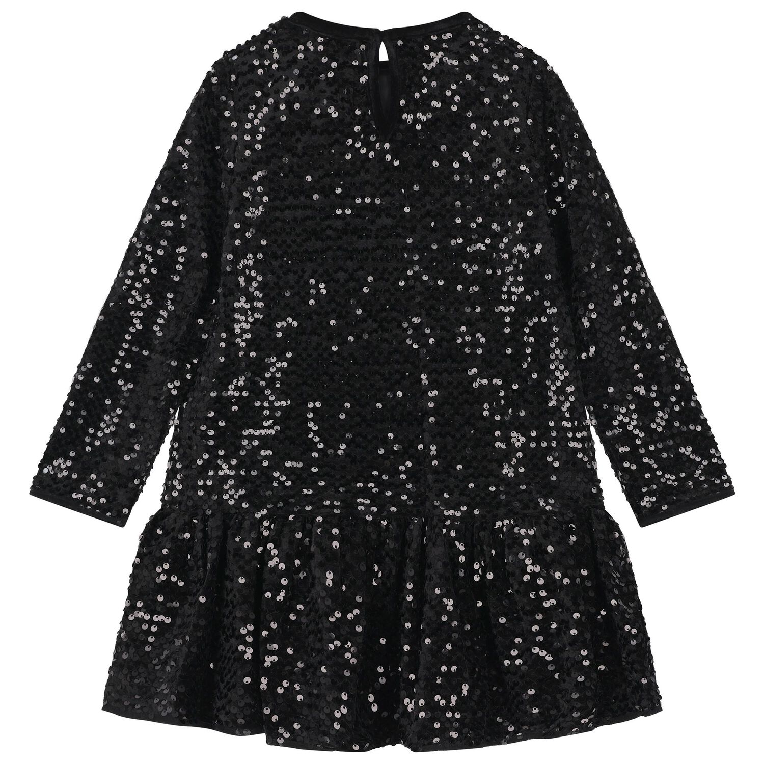 Girls Black Embellished Sequin Dress, 3, hi-res