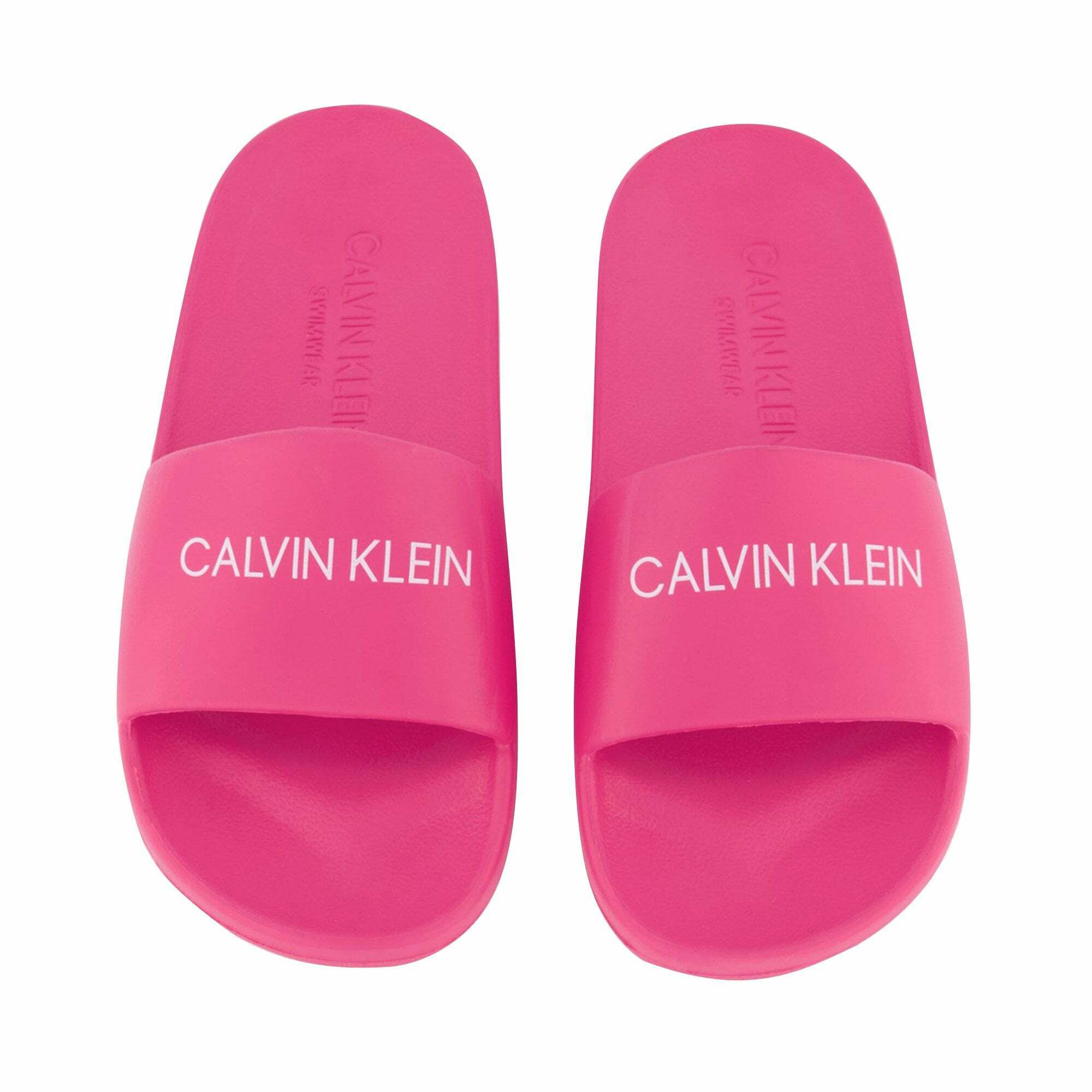 Calvin Klein Girls Pink Logo Sliders Junior Couture USA