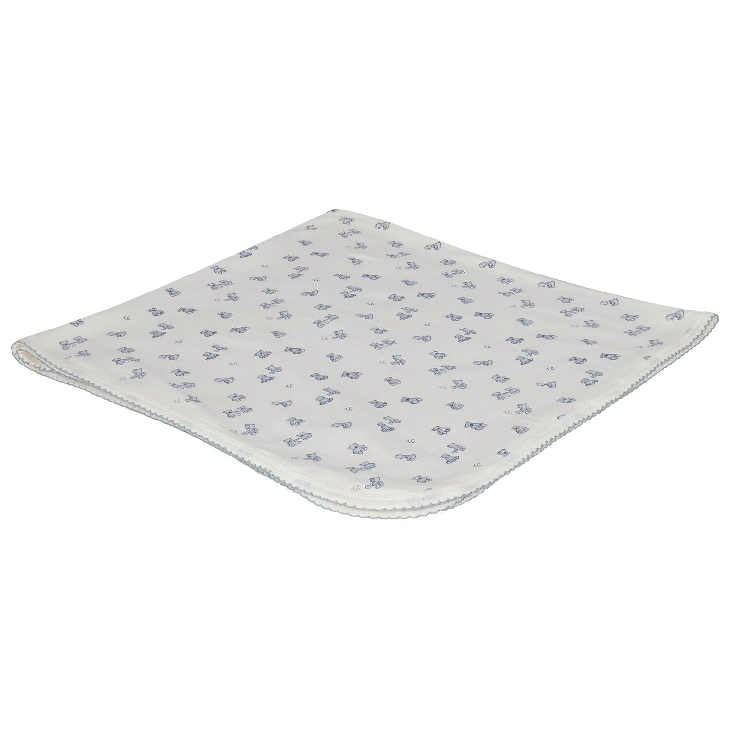 Baby Boys Ivory & Blue Teddy Bear Blanket, 2, hi-res