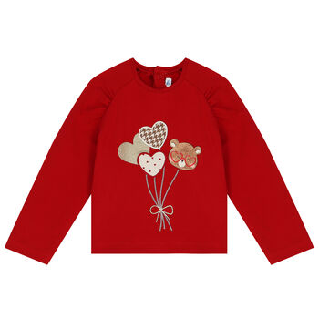 Younger Girls Red Balloon Long Sleeve Top