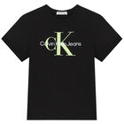 تيشيرت أولاد بالشعار باللون الأسود, 7, hi-res