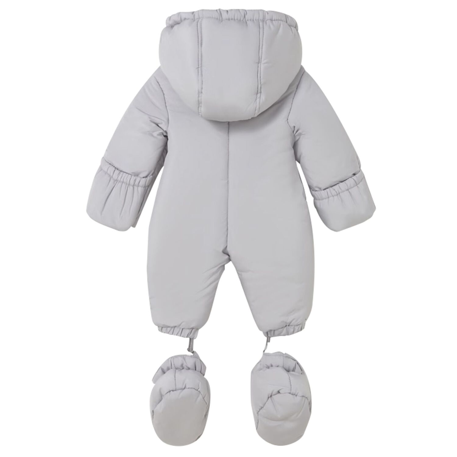 Grey Embroidered Baby Snowsuit, 1, hi-res
