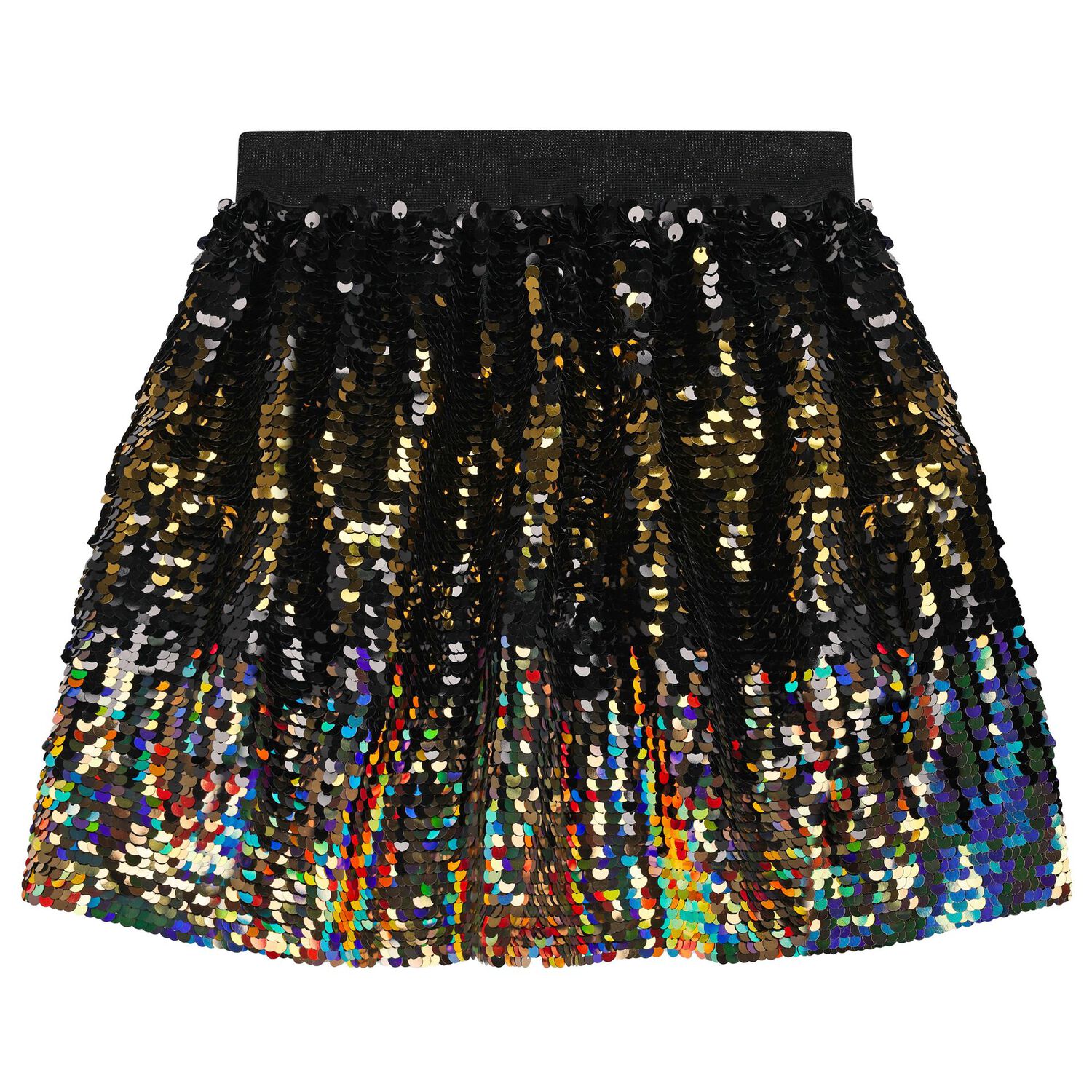 Girls Black & Gold Sequin Skirt, 1, hi-res