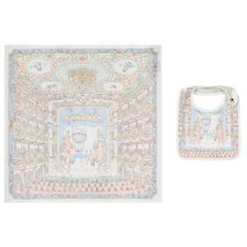 Ivory & Blue Ballet de Paris Baby Carr&eacute; Swaddle & Bib Gift Set