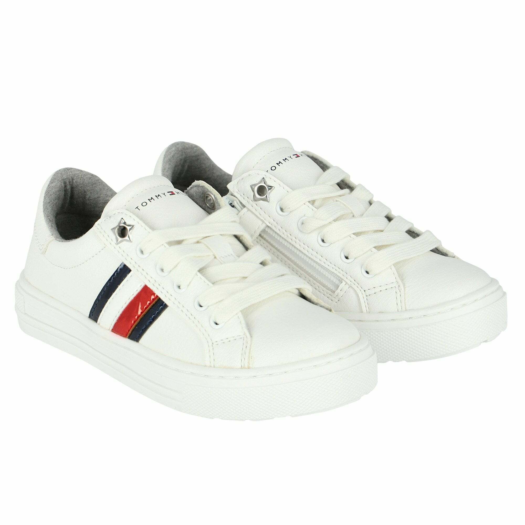 Tommy Hilfiger Girls White Logo Trainers Junior Couture USA