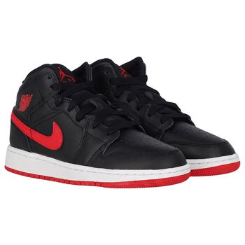 Black, White & Red Air Jordan 1 Mid Trainers