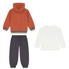 Boys Ivory, Orange & Grey Car Tracksuit ( 3 Piece ), 1, hi-res