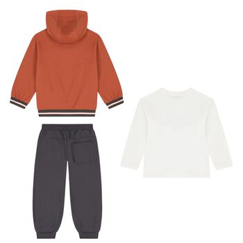 Boys Ivory, Orange & Grey Car Tracksuit ( 3 Piece )