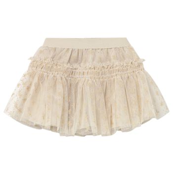 Younger Girls Beige Tulle Skirt