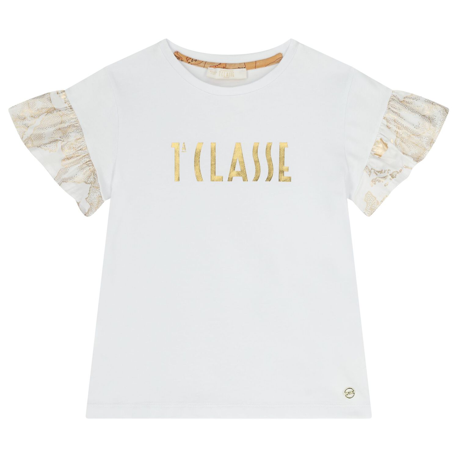 Girls White & Gold Geo Map Skirt Set, 1, hi-res