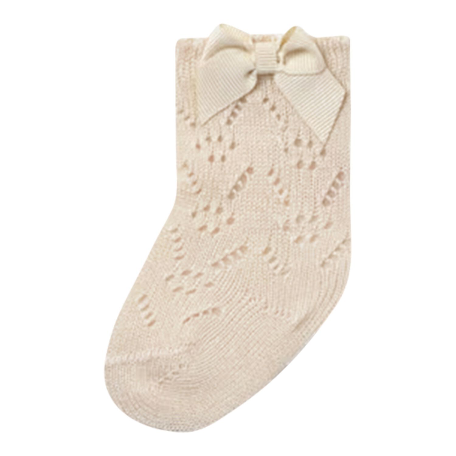 جوارب أطفال محبوكة مزينة بفيونكة باللون البيج للبنات, 2, hi-res