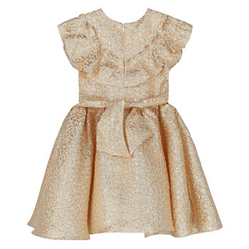 Girls Gold Jacquard Dress