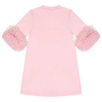 Girls Pink Bow Tulle Ruffle Meryl Dress