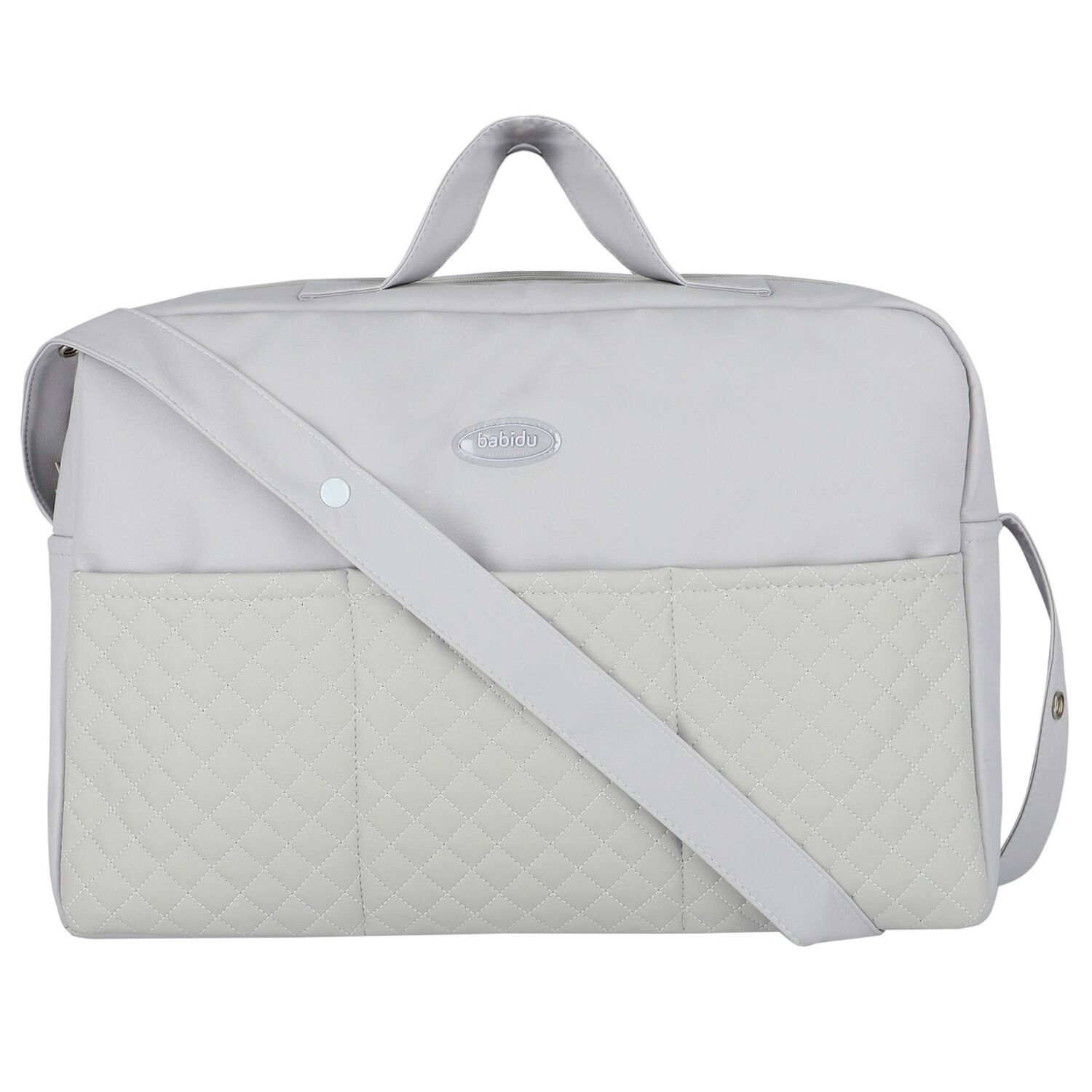 Grey Quilted Baby Changing Bag, 3, hi-res