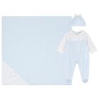 Baby Boys White & Blue Teddy Bear Babygrow Gift Set, 2, hi-res