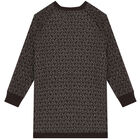 فستان سويت شيرت بالشعار باللون البنى, 1, hi-res