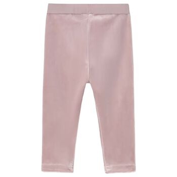 Younger Girls Pink Velvet Leggings