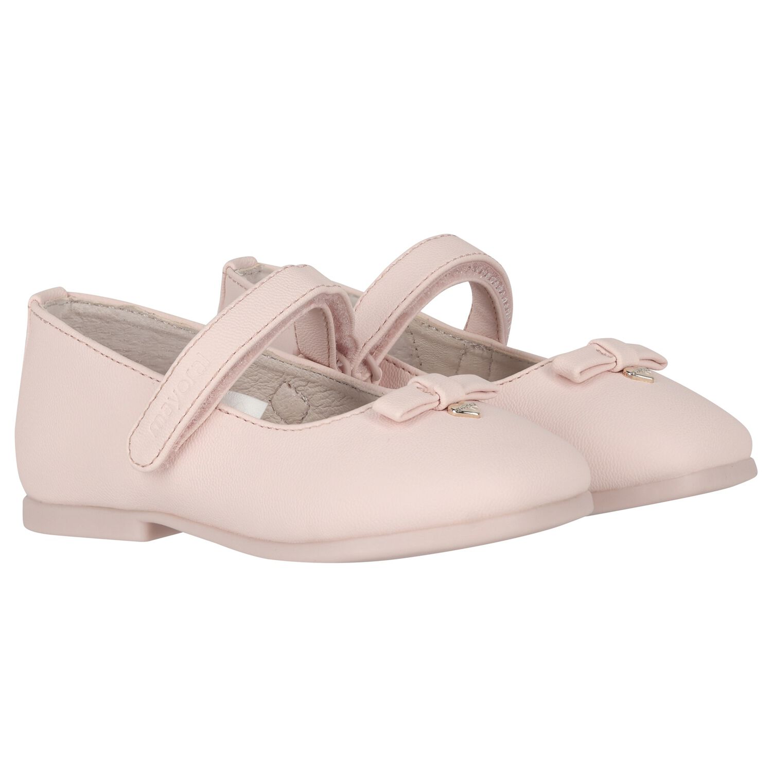 Younger Girls Pink Bow Ballerina Shoes, 2, hi-res