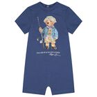 Baby Boys Blue Polo Bear Romper, 1, hi-res