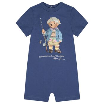 Baby Boys Blue Polo Bear Romper