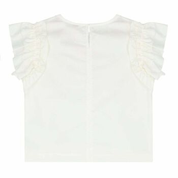 Girls Ivory Roses Ruffled Top 