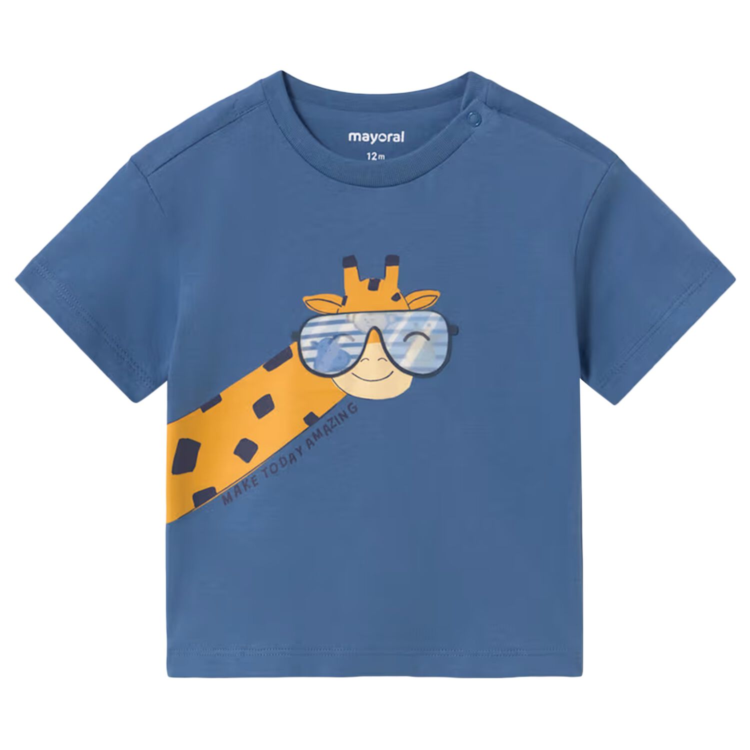 Younger Boys Blue Giraffe T-Shirt, 2, hi-res