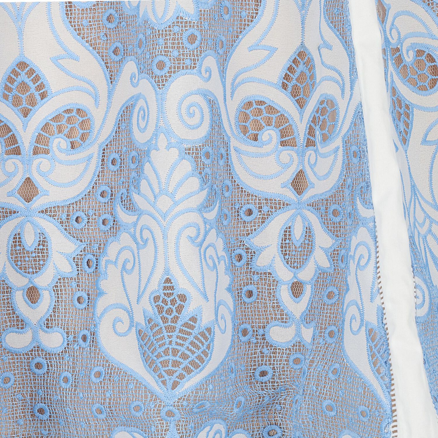 Girls White & Blue Embroidery Maxi Dress, 1, hi-res