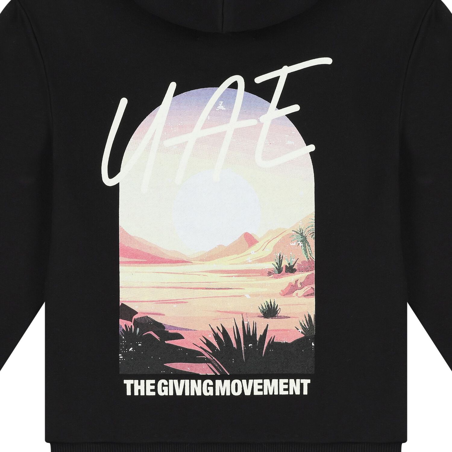 Black UAE Graphic Logo Hooded Zip Up Top, 1, hi-res image number null