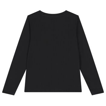 Boys Black Logo Long Sleeve Top