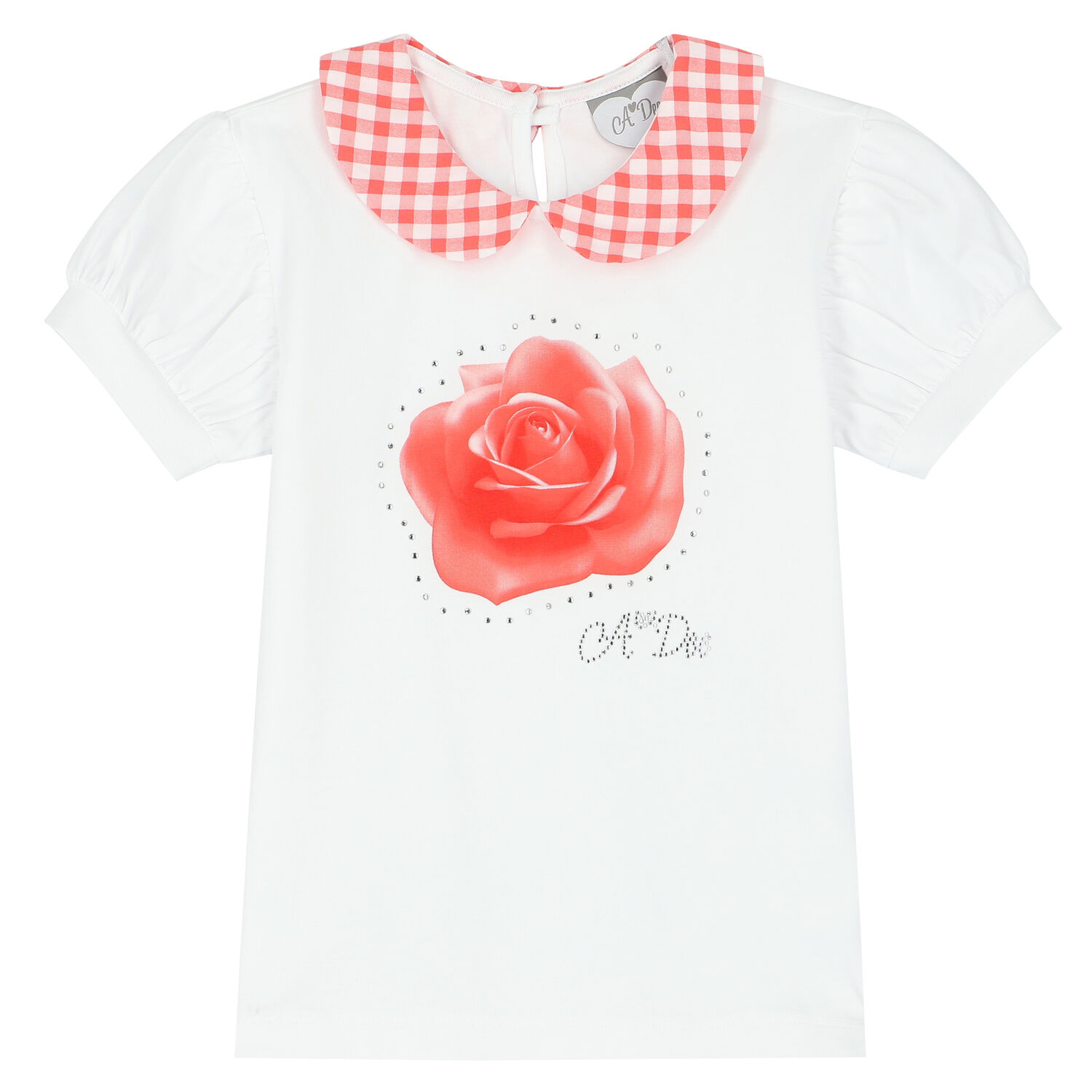 Girls White & Coral Roses Skirt Set, 1, hi-res image number null