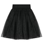 Girls Black Embellished Organza Skirt, 1, hi-res