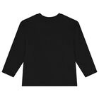 Girls Black Crystal Logo Long Sleeve Top, 1, hi-res